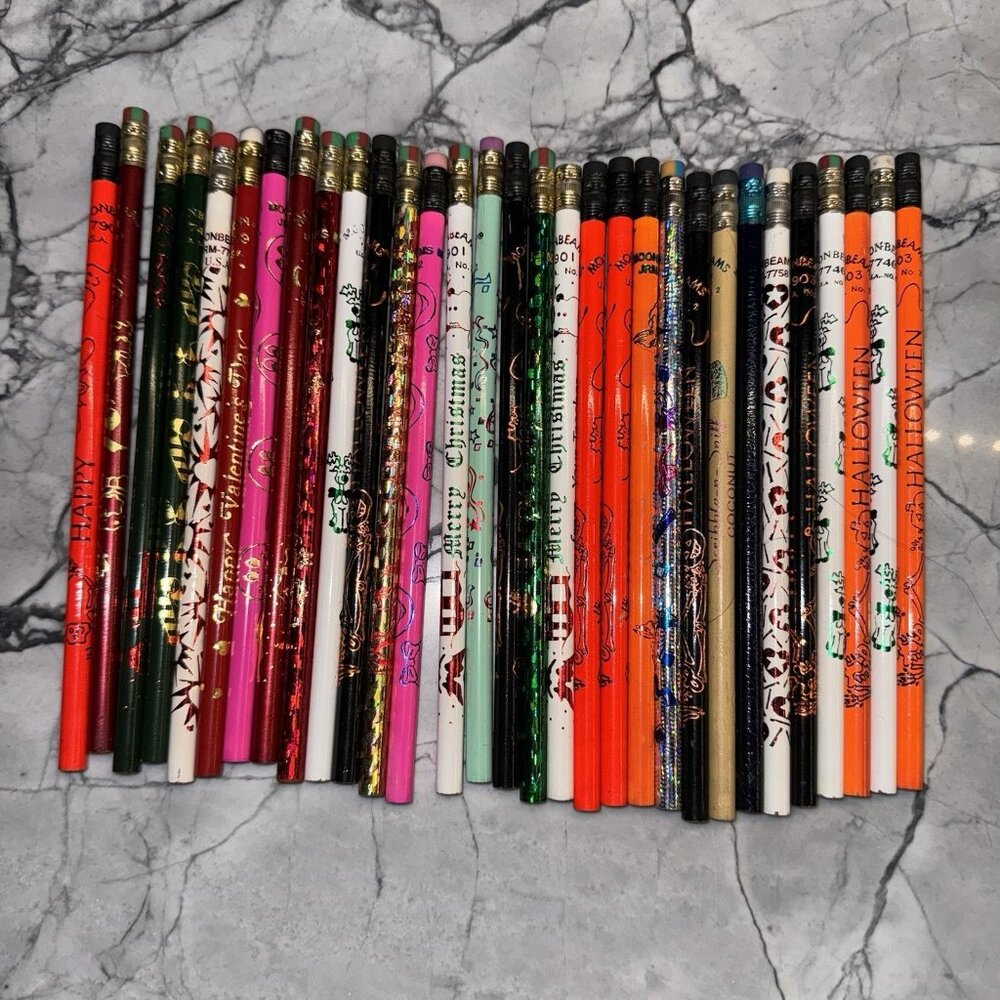 Vintage 1990s Moonbeam Pencil Lot 31 Holiday Halloween Valentines Etc New Unused